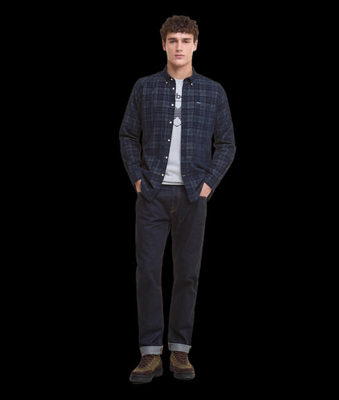 Southfield Tailored Checked Cord Shirt - Dark Navy