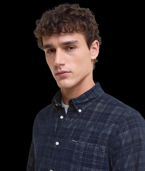 Southfield Tailored Checked Cord Shirt - Dark Navy