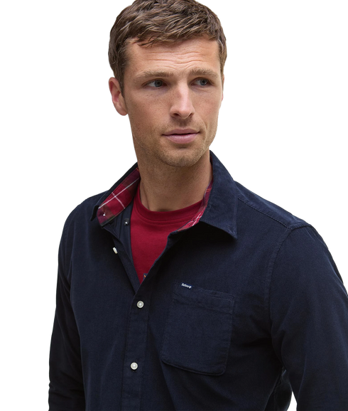Ramsey Tailored Cord Shirt - Navy/Red