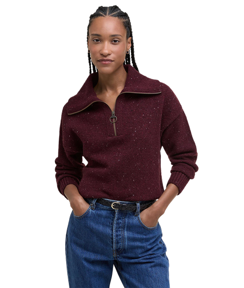 Lavensdale Half Zip Knitted Jumper - Black Cherry
