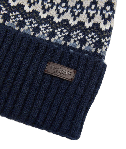 Marlow Fair Isle Pom Beanie Hat - Navy