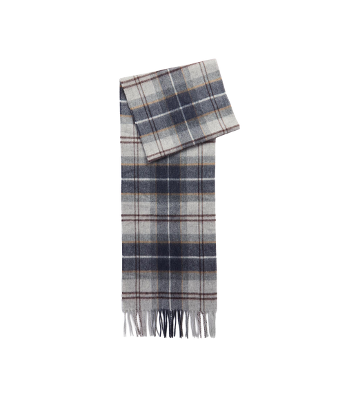 Wool Cashmere Tartan Scarf - Grey Midnight Tartan