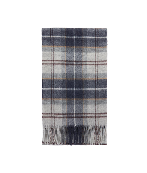 Wool Cashmere Tartan Scarf - Grey Midnight Tartan