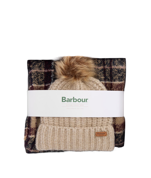 Saltburn Beanie & Tartan Scarf Gift Set - Gardenia Tartan
