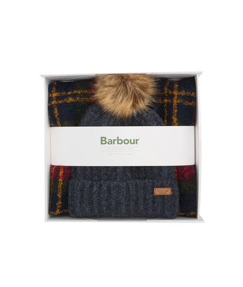 Saltburn Beanie & Tartan Scarf Gift Set - Winterberry Tartan