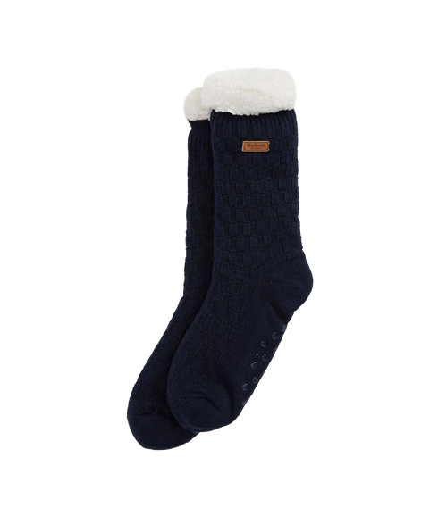 Cable Knit Lounge Socks - Navy