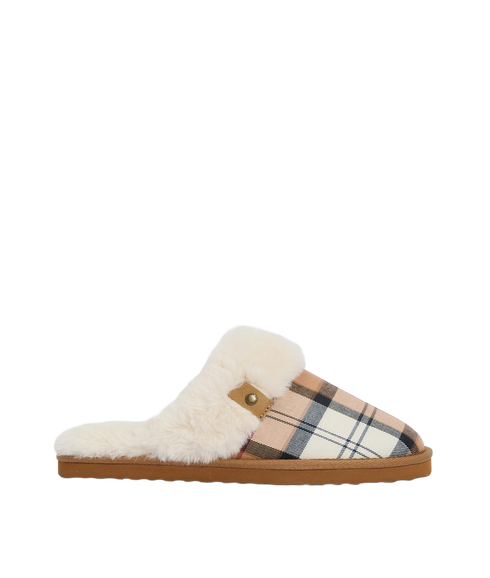 Claudia Tartan Mule Slipper - Hessian Tartan