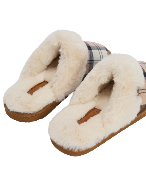 Claudia Tartan Mule Slipper - Hessian Tartan