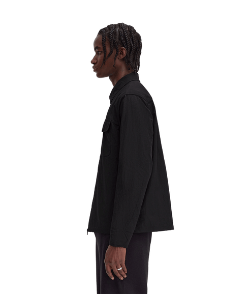 Textured Zip-Through Overshirt - Black