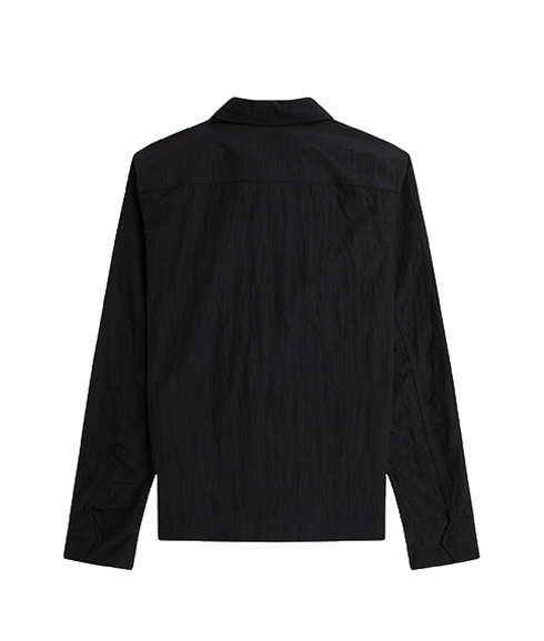 Textured Zip-Through Overshirt - Black