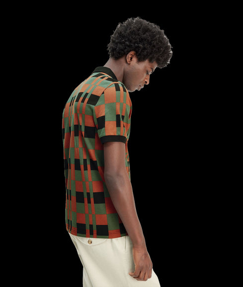 Split Chequerboard Polo Shirt - Multi