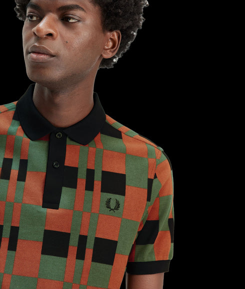 Split Chequerboard Polo Shirt - Multi