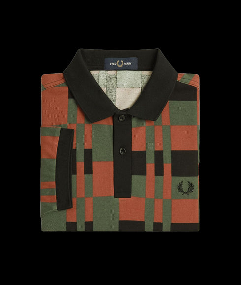 Split Chequerboard Polo Shirt - Multi