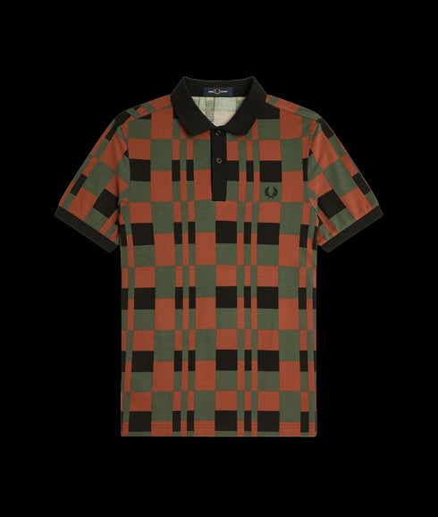 Split Chequerboard Polo Shirt - Multi