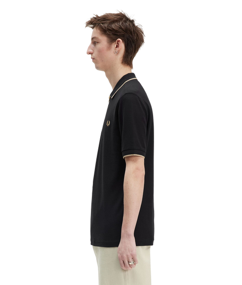 Crepe Piqué Polo Shirt - Black