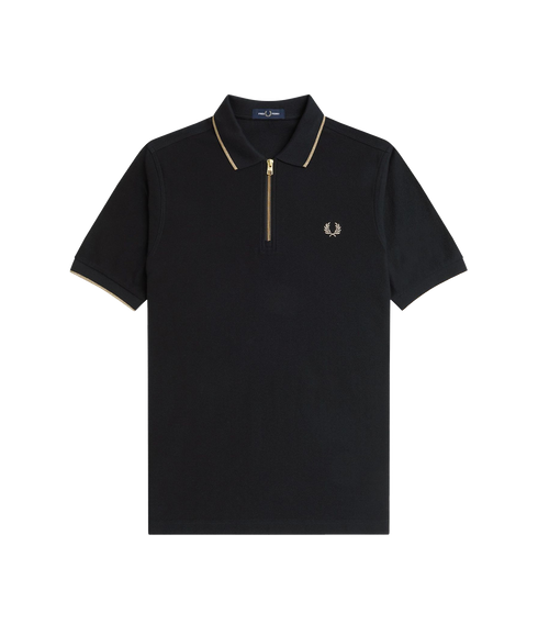 Crepe Piqué Polo Shirt - Black