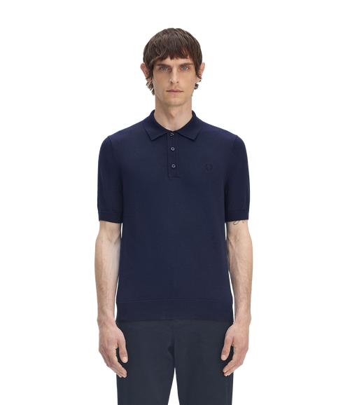 Cotton Knit Polo - Navy