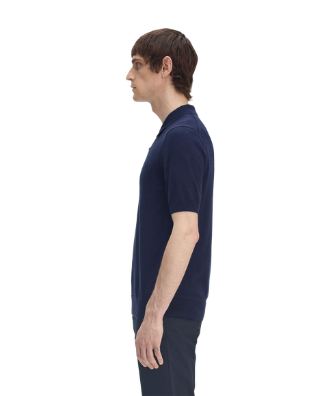 Cotton Knit Polo - Navy