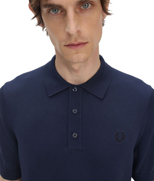 Cotton Knit Polo - Navy