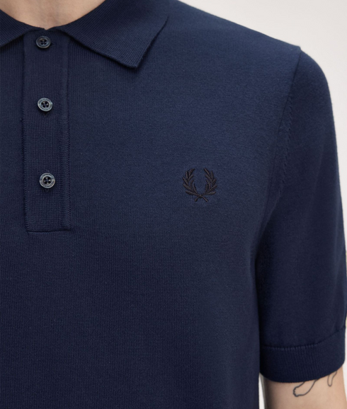 Cotton Knit Polo - Navy