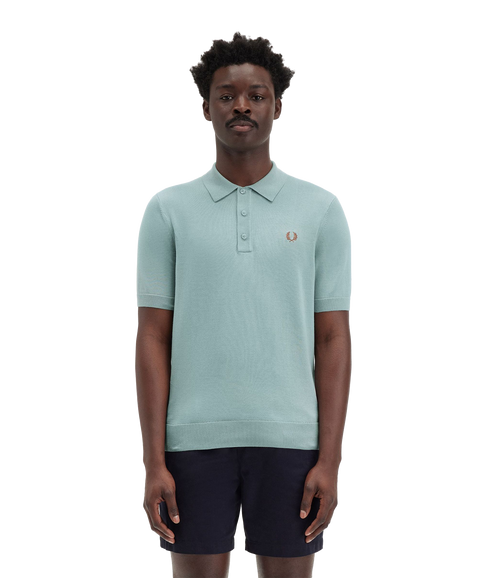Cotton Knit Polo - Blue