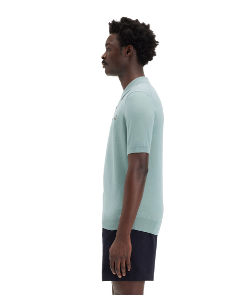 Cotton Knit Polo - Blue