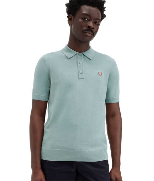 Cotton Knit Polo - Blue