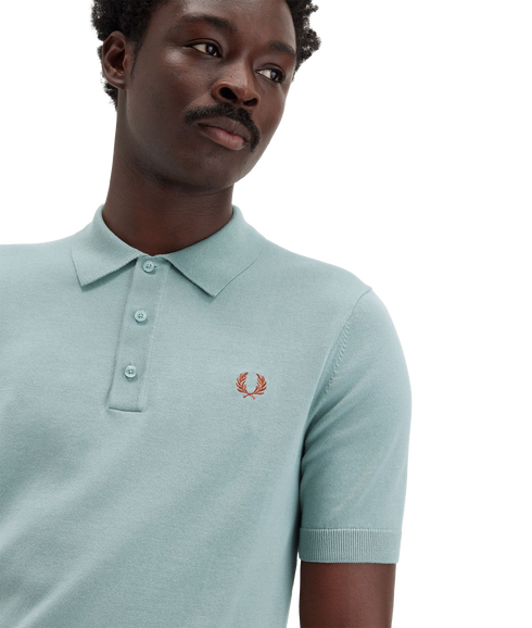 Cotton Knit Polo - Blue
