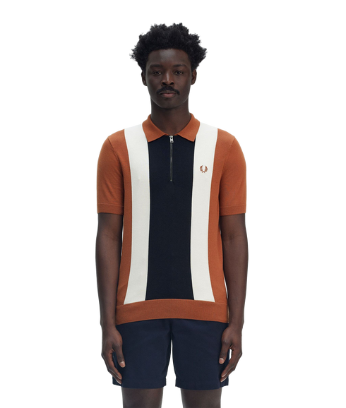 Vertical Stripe Zip Polo - Multi