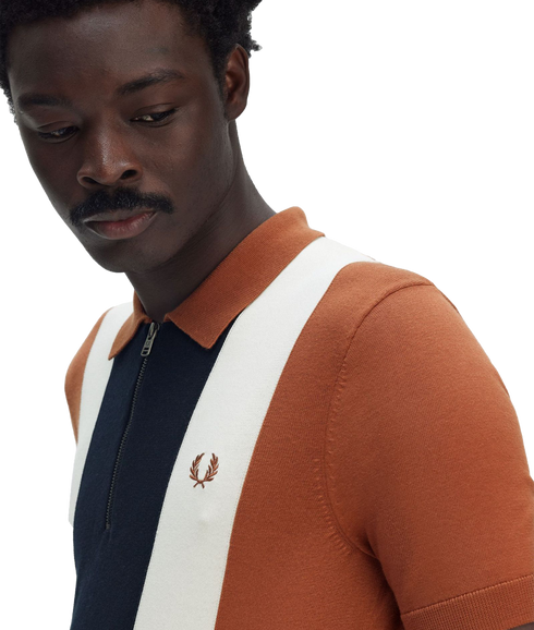 Vertical Stripe Zip Polo - Multi