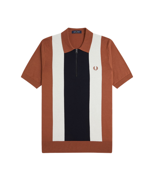 Vertical Stripe Zip Polo - Multi