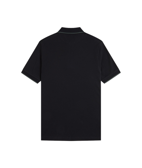 Textured Zip Polo - Black