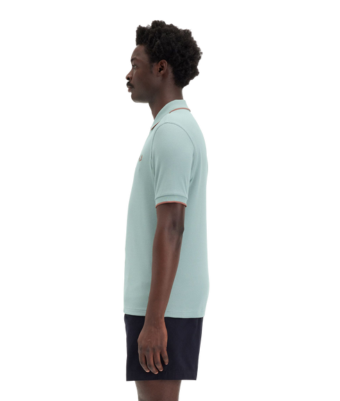 Textured Zip Polo - Blue