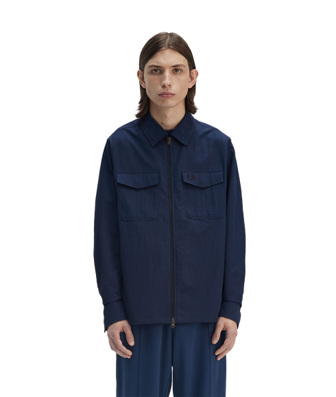 Zip Thru Overshirt - Navy