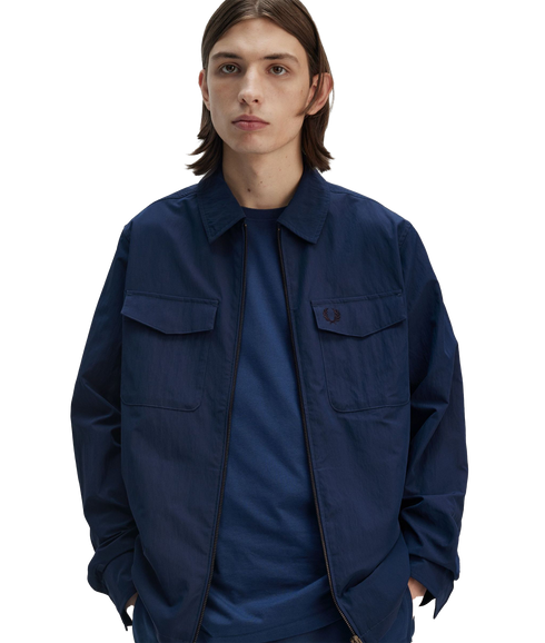 Zip Thru Overshirt - Navy