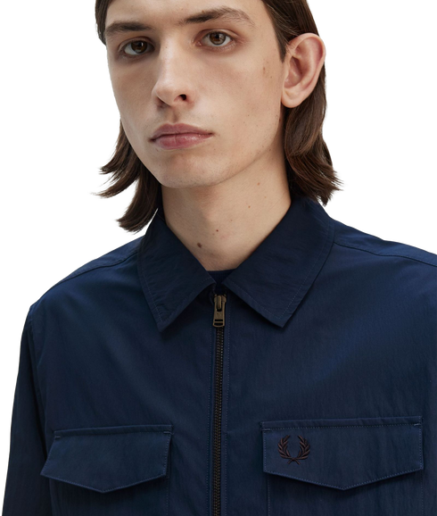 Zip Thru Overshirt - Navy