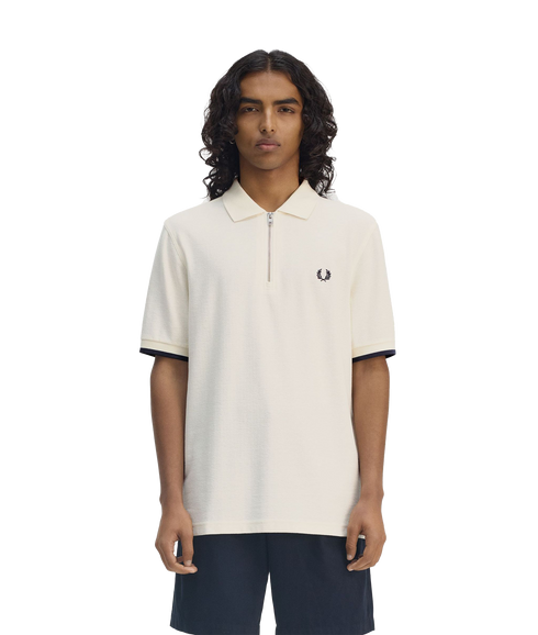 Crepe Pique Polo Shirt - Cream