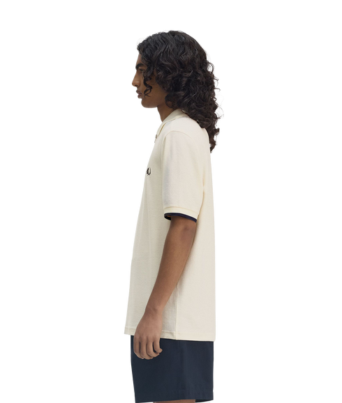 Crepe Pique Polo Shirt - Cream