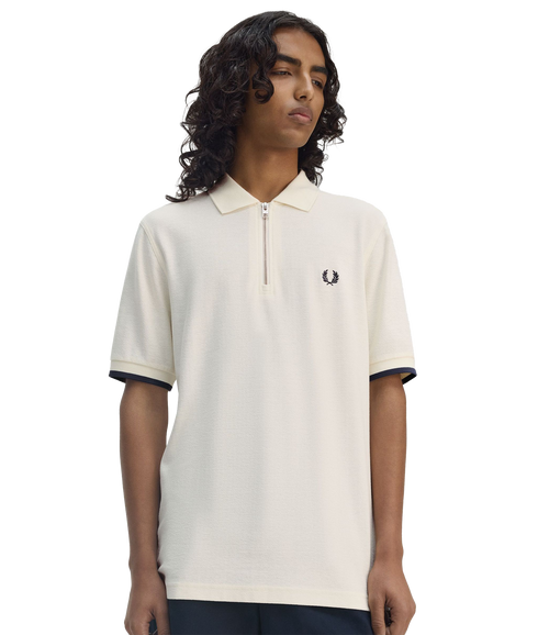 Crepe Pique Polo Shirt - Cream