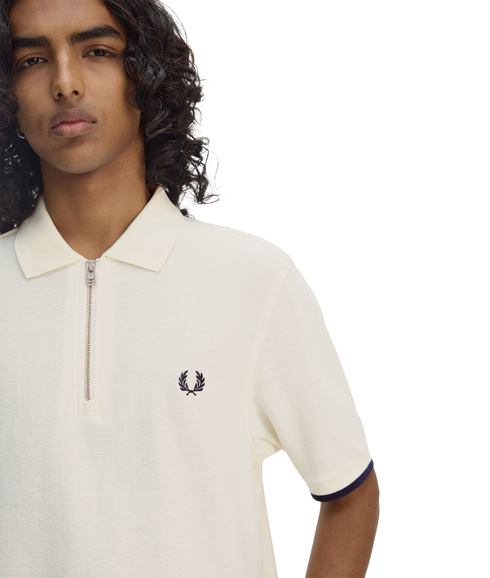 Crepe Pique Polo Shirt - Cream