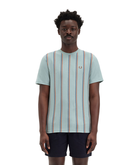 Striped Crepe Pique Tee - Blue