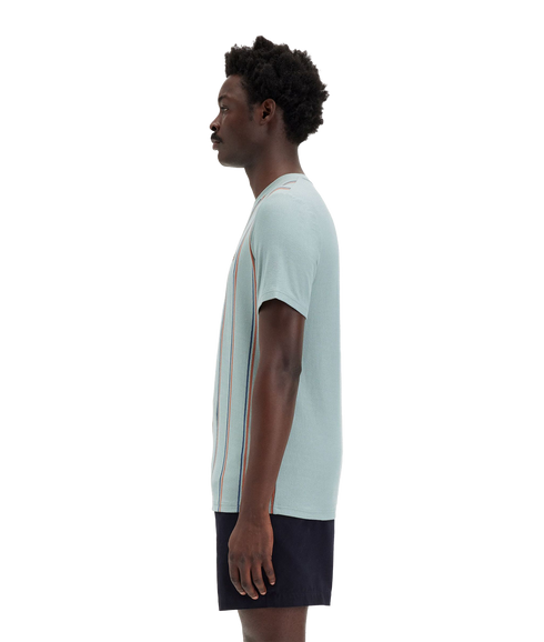 Striped Crepe Pique Tee - Blue