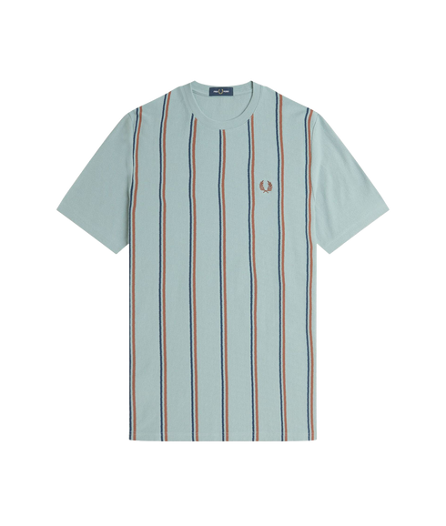 Striped Crepe Pique Tee - Blue