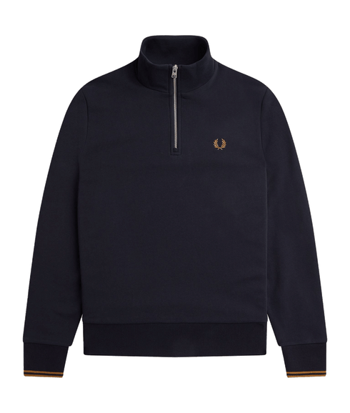 Half Zip Sweatshirt - Navy/Dark Caramel-R63