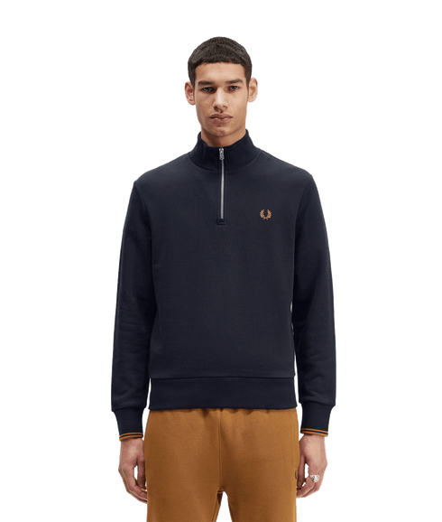 Half Zip Sweatshirt - Navy/Dark Caramel-R63