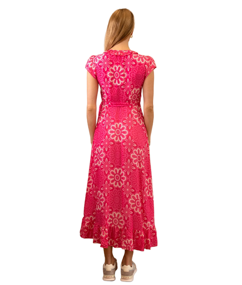 Demi EcoVero Wrap Dress - White/Pink