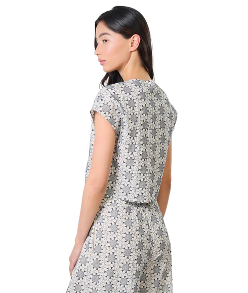 Gatsby Broderie Top - Navy