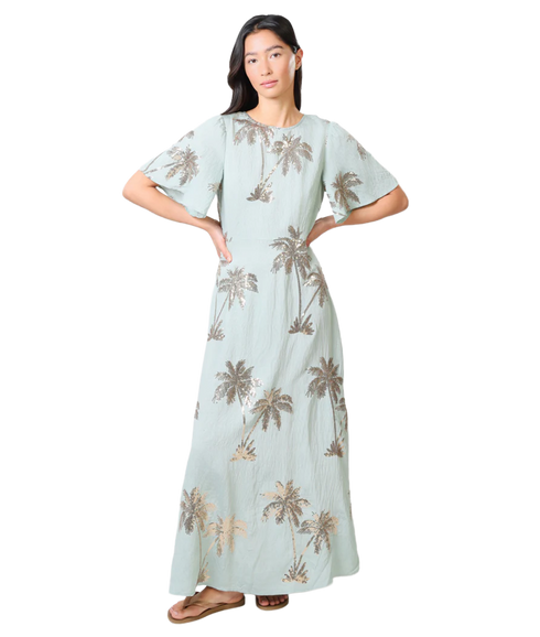 Rene Palm Tree Dress - Blue