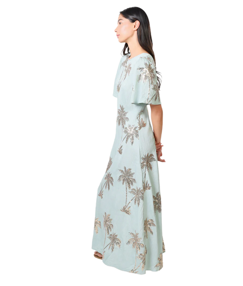 Rene Palm Tree Dress - Blue