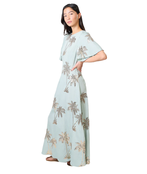 Rene Palm Tree Dress - Blue